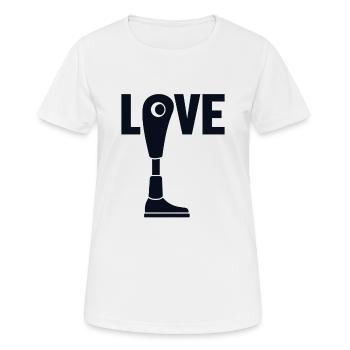 Liebe künstliche Beine Prothese Fuß Benutzer Bein - Frauen T-Shirt atmungsaktiv - Weiß - Vorne - AI Model Female 172 dark (172cm)