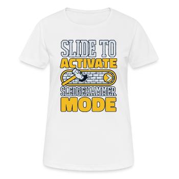 Schieben Sie den Schieberegler, um den Vorschlaghammer-Modus zu aktivieren Expertenhaus - Frauen T-Shirt atmungsaktiv - Weiß - Vorne - AI Model Female 172 dark (172cm)
