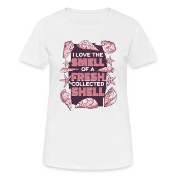 Geruch einer frisch gesammelten Muschelmuschel - Frauen T-Shirt atmungsaktiv - Weiß - Vorne - AI Model Female 172 dark (172cm)