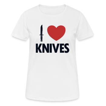 Ich liebe Messer Metzgermesser Restaurierungsmesser - Frauen T-Shirt atmungsaktiv - Weiß - Vorne - AI Model Female 172 dark (172cm)