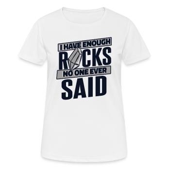 Assez de roches Personne n’a jamais dit que le géologue était un minéral - T-shirt respirant Femme - blanc - Devant - AI Model Female 172 dark (172cm)