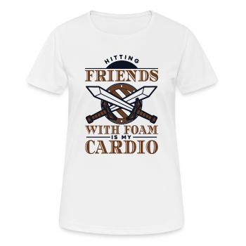 Freunde mit Schaum zu schlagen ist mein Cardio-LARPing - Frauen T-Shirt atmungsaktiv - Weiß - Vorne - AI Model Female 172 dark (172cm)