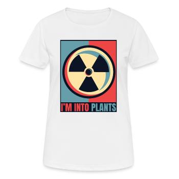 Je m’intéresse aux centrales, à l’énergie, à l’uranium, à l’exploitation nucléaire, - T-shirt respirant Femme - blanc - Devant - AI Model Female 172 dark (172cm)