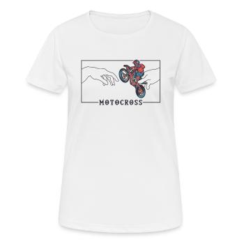 Michelangelo Création d’Adam Motocross Supermoto - T-shirt respirant Femme - blanc - Devant - AI Model Female 172 dark (172cm)
