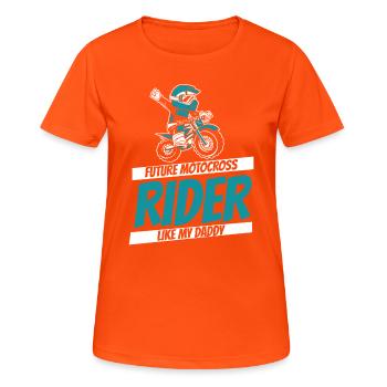 Ich jage keine Jungs hinterher, ich überhole sie beim Supermoto-Rennen - Frauen T-Shirt atmungsaktiv - Neonorange - Vorne - AI Model Female 172 dark (172cm)