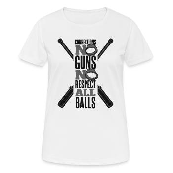 Pas d’armes à feu Pas de respect Toutes les balles Garde de prison - T-shirt respirant Femme - blanc - Devant - AI Model Female 172 dark (172cm)