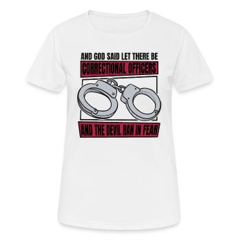 Und der Teufel rannte in Angst und Gefängniswärter - Frauen T-Shirt atmungsaktiv - Weiß - Vorne - AI Model Female 172 dark (172cm)