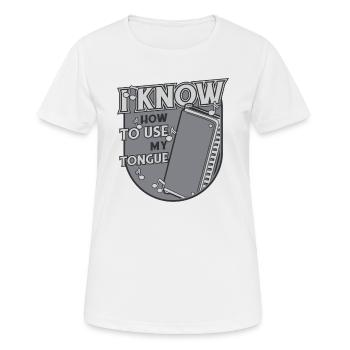 Je sais comment utiliser ma bouche harmoniciste de langue - T-shirt respirant Femme - blanc - Devant - AI Model Female 172 dark (172cm)