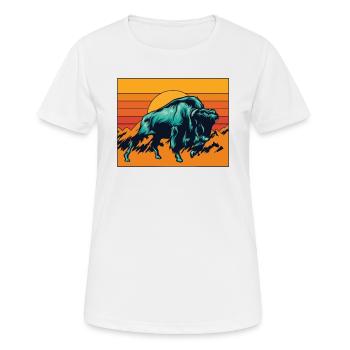 Rétro Buffalo Bovinae Bison d’Amérique Amoureux Bison - T-shirt respirant Femme - blanc - Devant - AI Model Female 172 dark (172cm)