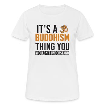 Es ist ein buddhistisches Statuensymbol aus dem Buddhismus - Frauen T-Shirt atmungsaktiv - Weiß - Vorne - AI Model Female 172 dark (172cm)