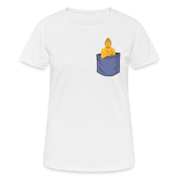 Statue de symbole bouddhiste de poche de poitrine bouddhiste - T-shirt respirant Femme - blanc - Devant - AI Model Female 172 dark (172cm)