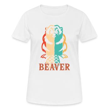Retro Eurasischer Castor Canadensis Nordamerikanisch - Frauen T-Shirt atmungsaktiv - Weiß - Vorne - AI Model Female 172 dark (172cm)