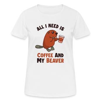 Kaffee und mein Biber Castor Canadensis Nord - Frauen T-Shirt atmungsaktiv - Weiß - Vorne - AI Model Female 172 dark (172cm)