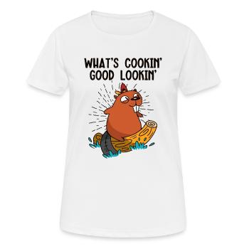 Was kocht gut aussehend Nordamerika - Frauen T-Shirt atmungsaktiv - Weiß - Vorne - AI Model Female 172 dark (172cm)