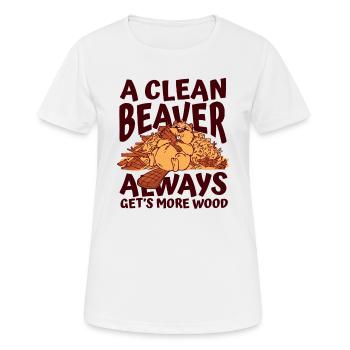 Clean Beaver bekommt immer mehr Holz nach Norden - Frauen T-Shirt atmungsaktiv - Weiß - Vorne - AI Model Female 172 dark (172cm)