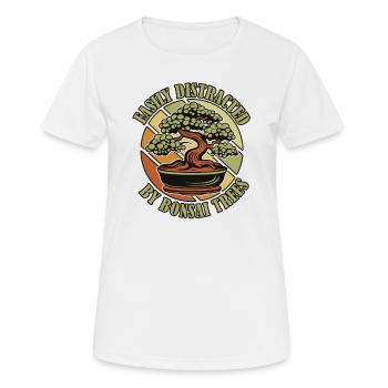 Leicht ablenkbar durch Bonsai-Bäume Bonsai-Schalen - Frauen T-Shirt atmungsaktiv - Weiß - Vorne - AI Model Female 172 dark (172cm)