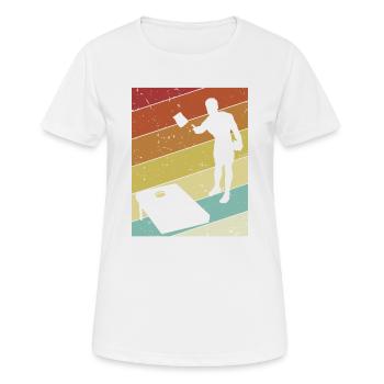 Plateaux de jeu rétro Pouf Cornhole professionnel - T-shirt respirant Femme - blanc - Devant - AI Model Female 172 dark (172cm)