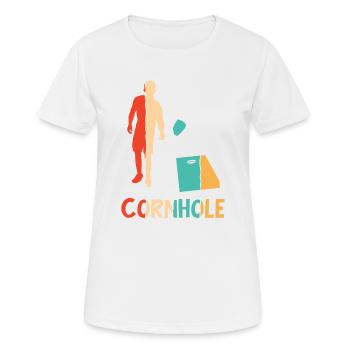 Plateaux de jeu rétro Pouf Cornhole professionnel - T-shirt respirant Femme - blanc - Devant - AI Model Female 172 dark (172cm)