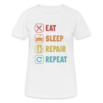 Eat Sleep Réparation Répétition Technicien Réparation - T-shirt respirant Femme - blanc - Devant - AI Model Female 172 dark (172cm)