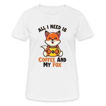 Le café et mon renard renard roux Canidés Caninae renard - T-shirt respirant Femme - blanc - Devant - AI Model Female 172 dark (172cm)