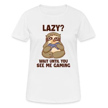 Warte, bis du mich beim Spielen mit brauner Kehle siehst - Frauen T-Shirt atmungsaktiv - Weiß - Vorne - AI Model Female 172 dark (172cm)