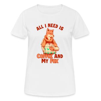 Le café et mon renard Caninae Renard roux Canidés renard - T-shirt respirant Femme - blanc - Devant - AI Model Female 172 dark (172cm)
