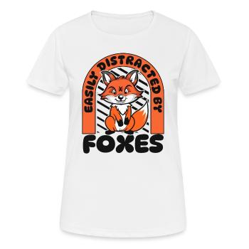 Leicht ablenkbar durch Füchse Canidae Caninae Rot - Frauen T-Shirt atmungsaktiv - Weiß - Vorne - AI Model Female 172 dark (172cm)