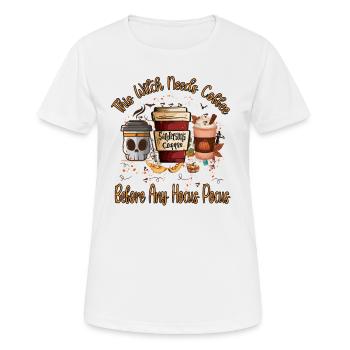 Diese Hexe braucht Kaffee, Halloween, Halloween Deko - Frauen T-Shirt atmungsaktiv - Weiß - Vorne - AI Model Female 172 dark (172cm)