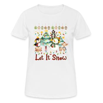Noël, Bonhomme de neige de renne de Noël, Qu’il neige - T-shirt respirant Femme - blanc - Devant - AI Model Female 172 dark (172cm)
