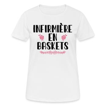 Infirmière En Baskets Humour Hôpital Basket - T-shirt respirant Femme - blanc - Devant - AI Model Female 172 dark (172cm)