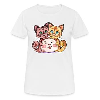 Zwei Kätzchen mit Stofftier - Frauen T-Shirt atmungsaktiv - Weiß - Vorne - AI Model Female 172 dark (172cm)
