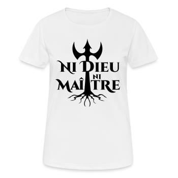 Ni dieu ni Maître - T-shirt respirant Femme - blanc - Devant - AI Model Female 172 dark (172cm)