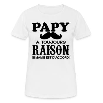 Papy Cadeau Humour Papou Humour - T-shirt respirant Femme - blanc - Devant - AI Model Female 172 dark (172cm)