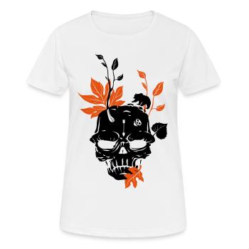 Bast - Dead Skull and Ours et de l'érable - T-shirt respirant Femme - blanc - Devant - AI Model Female 172 dark (172cm)