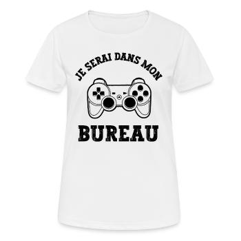 je serai dans mon bureau - T-shirt respirant Femme - blanc - Devant - AI Model Female 172 dark (172cm)