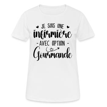 Infirmière Avec Option Gourmande - T-shirt respirant Femme - blanc - Devant - AI Model Female 172 dark (172cm)