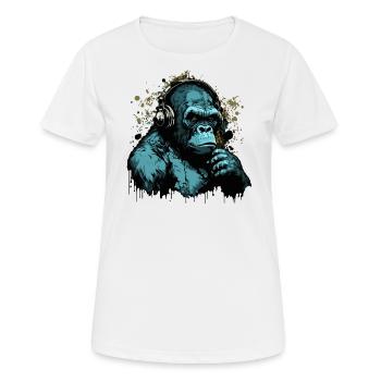 Gorilla Disc Jockey - Frauen T-Shirt atmungsaktiv - Weiß - Vorne - AI Model Female 172 dark (172cm)