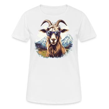Une chèvre avec des lunettes de soleil dans les montagnes - T-shirt respirant Femme - blanc - Devant - AI Model Female 172 dark (172cm)
