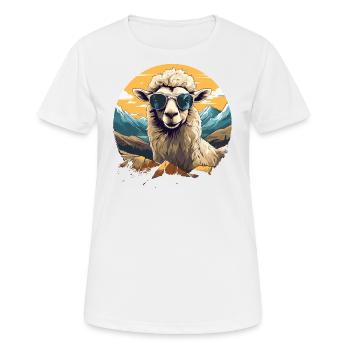 Un mouton avec des lunettes de soleil dans les montagnes - T-shirt respirant Femme - blanc - Devant - AI Model Female 172 dark (172cm)
