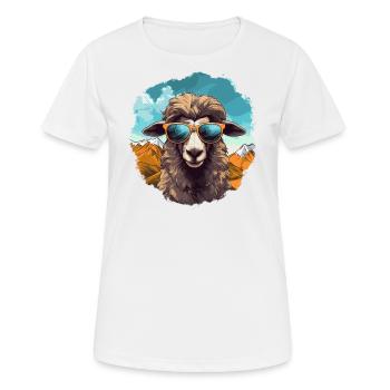 Un mouton avec des lunettes de soleil dans les montagnes - T-shirt respirant Femme - blanc - Devant - AI Model Female 172 dark (172cm)