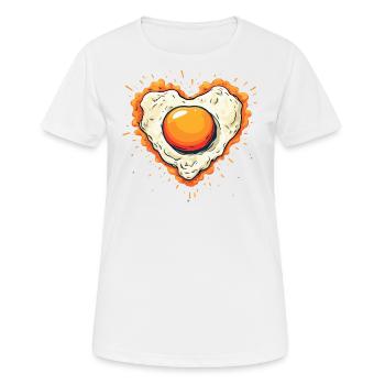 Oeuf au plat avec cœur - T-shirt respirant Femme - blanc - Devant - AI Model Female 172 dark (172cm)