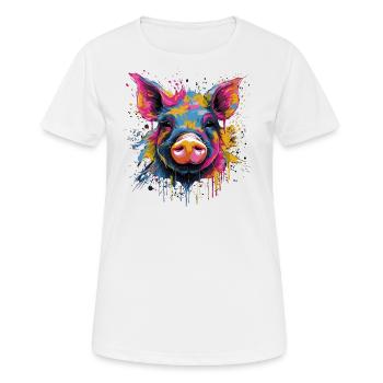 Funny Piglet - Women's Breathable T-Shirt - white - Front - AI Model Female 172 dark (172cm)
