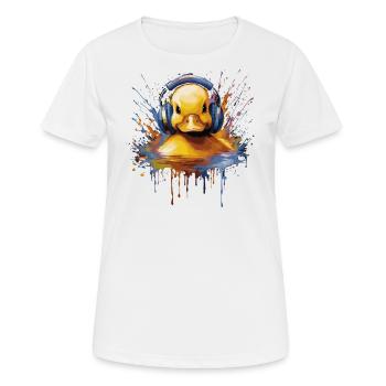 Entenbaby hört Musik mit Kopfhörern - Frauen T-Shirt atmungsaktiv - Weiß - Vorne - AI Model Female 172 dark (172cm)