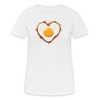 Oeuf au plat avec coeur - T-shirt respirant Femme - blanc - Devant - AI Model Female 172 dark (172cm)