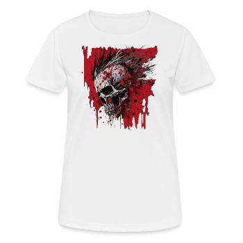 Horror Punk Zombie Mohawk Totenkopf - Frauen T-Shirt atmungsaktiv - Weiß - Vorne - AI Model Female 172 dark (172cm)