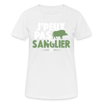 Je Peux Pas J'ai Sanglier Cadeau Chasseur - T-shirt respirant Femme - blanc - Devant - AI Model Female 172 dark (172cm)