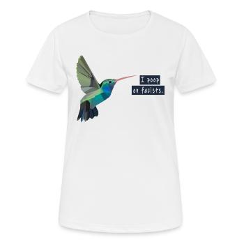 I poop on fascists - Frauen T-Shirt atmungsaktiv - Weiß - Vorne - AI Model Female 172 dark (172cm)