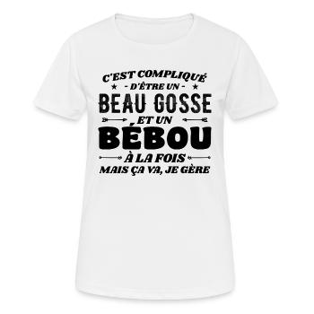 Compliqué Beau Gosse et Bébou - T-shirt respirant Femme - blanc - Devant - AI Model Female 172 dark (172cm)