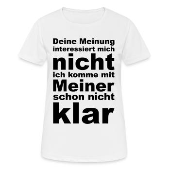 Meinung - Frauen T-Shirt atmungsaktiv - Weiß - Vorne - AI Model Female 172 dark (172cm)