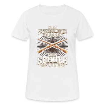 Zum Sportschießen Geboren Sportschütze Schießsport - Frauen T-Shirt atmungsaktiv - Weiß - Vorne - AI Model Female 172 dark (172cm)